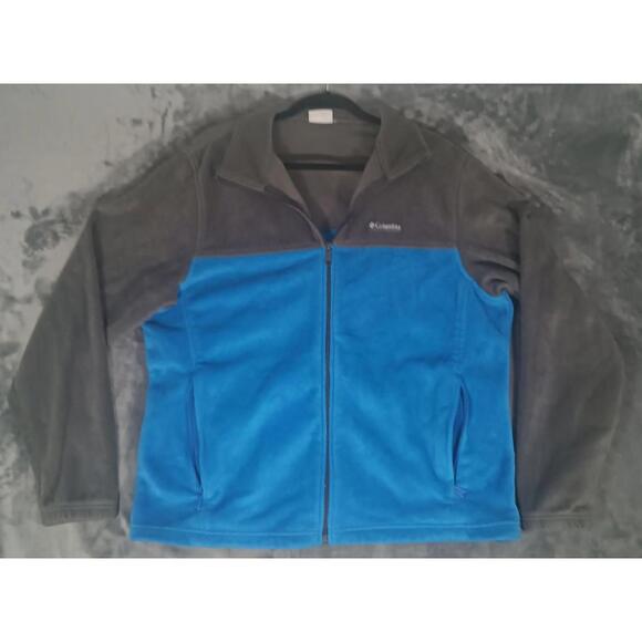 Columbia Jacket Men's Extra Large Blue Gray Full Zip Fleece Outdoors - Picture 1 of 6